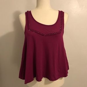 Free People fuchsia braided tank top